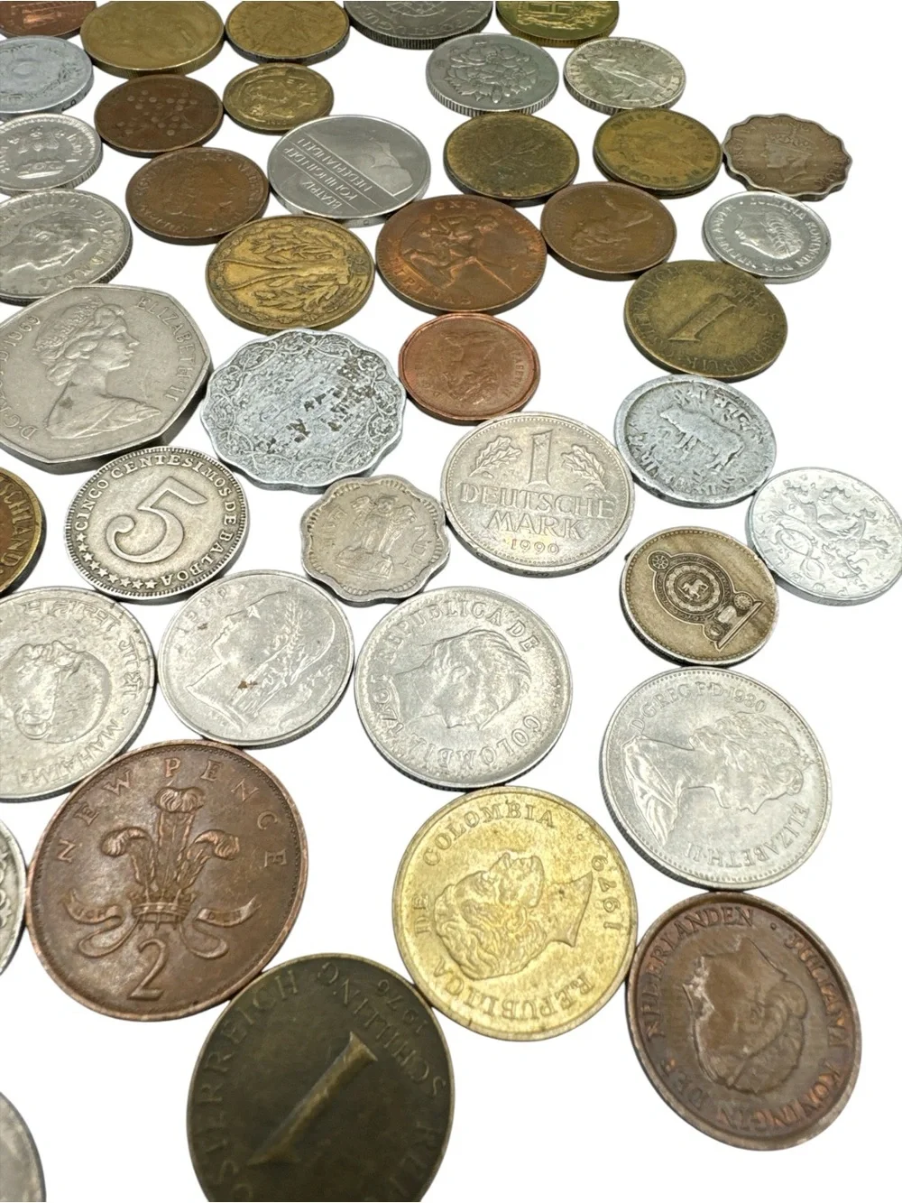 90 Mixed World Coins Foreign Coin Lot 20+ Countries Estate Collection Bulk